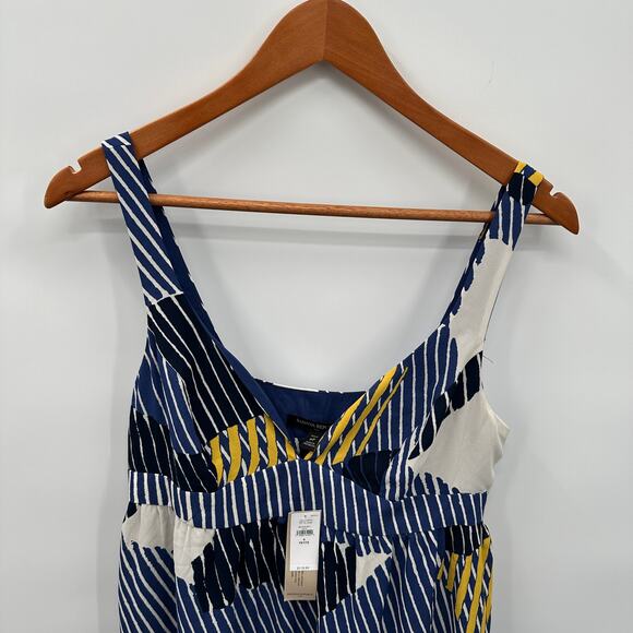 BANANA REPUBLIC NWT Empire Waist Blue Pattern Midi Dress // 6 Petite - Picture 6 of 13